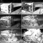Atomic blast wave knocks down a house