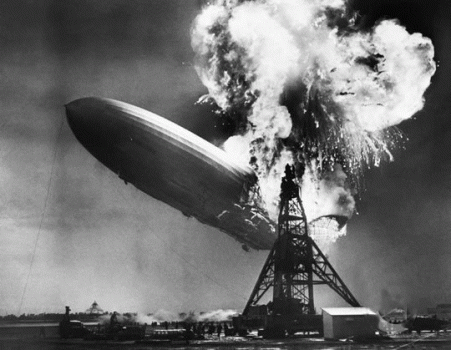 The Hindenburg set a blaze