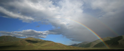 A rainbow Over the Mongolian Hills