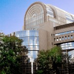 The Paul-Henri Spaak Building as seen from the Leopold Park